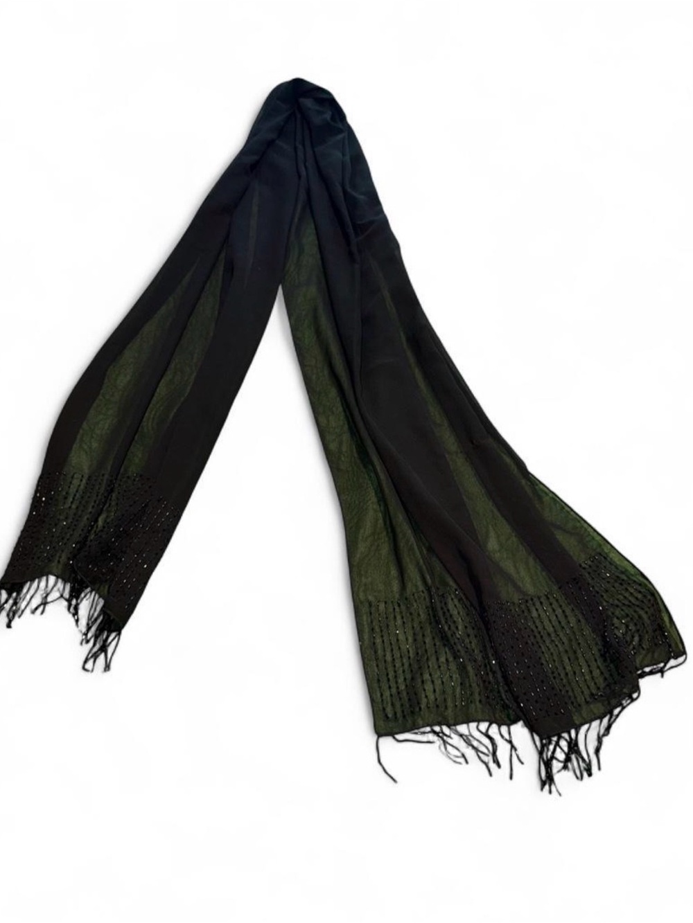 Elegant Black Women's Scarf with Bead Detail